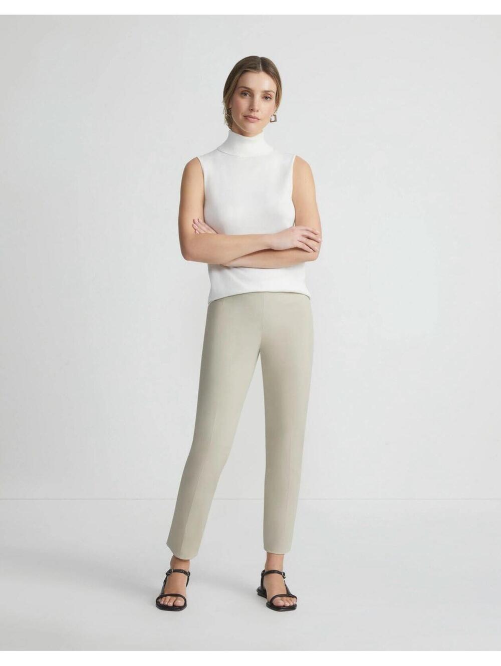 LAFAYETTE 148 NEW YORK TECHNO STRETCH TWILL STANTON PANT IN KHAKI-SIZE 12